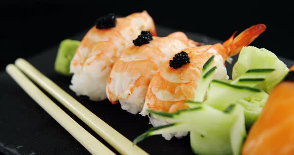 Sushi with chopsticks alt