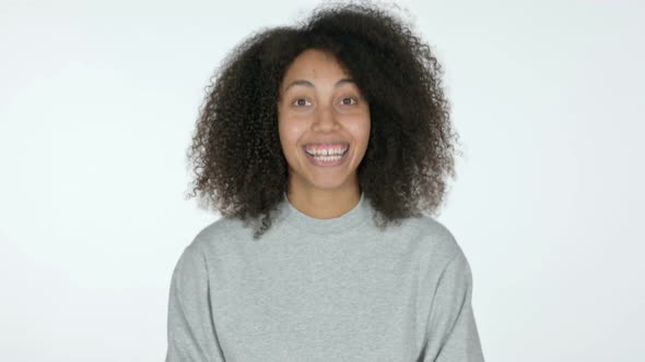 African Woman Yes By Head Shake, White Background  alt