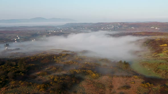 Aerial View of Lough Fad in the Morning Fog County Donegal Republic of Ireland alt