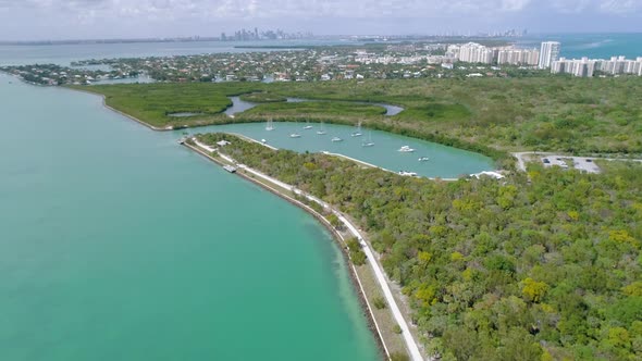 Key Biscayne Harbor Miami Florida Usa Aerial Tropical Island Landscape alt