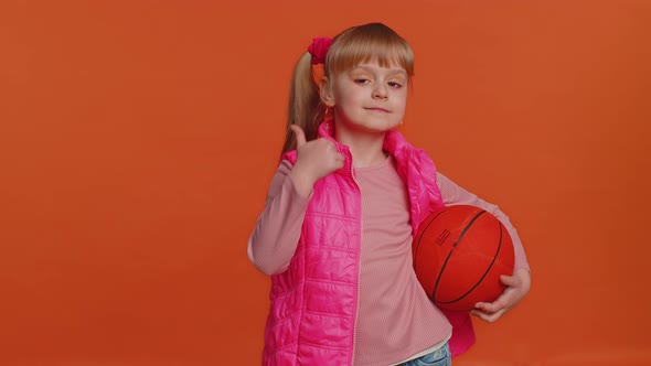 Girl Sportsman Basketball Fan Holding Ball Training Dribbling Workout Sport Motivation Lifestyle alt