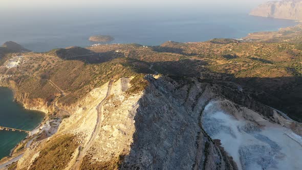 Aerial View of a Gypsum Quarry Mine on the Coast of Crete, Greece