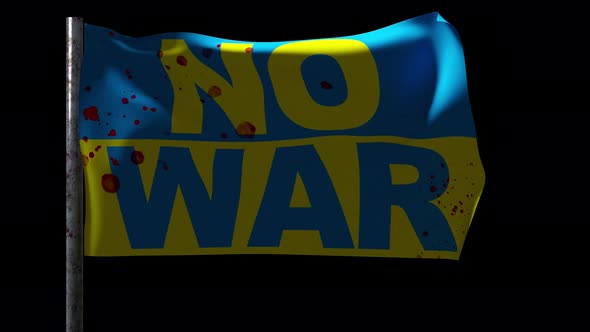 No War words on the flag of Ukraine alt