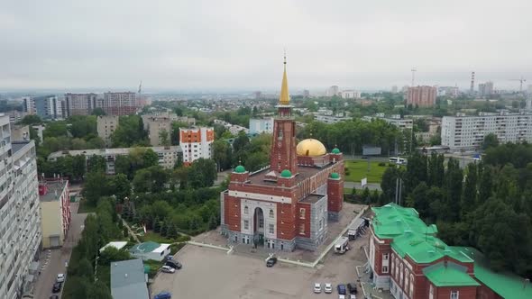 Large Mosque in Samara City, Russia, Aerial View at Summer Day
