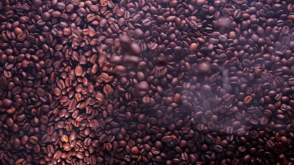 fresh roasted coffee beans fall super slow motion