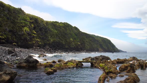 Sao Miguel Island Cliff and Atlantic Ocean in the Azores Islands
