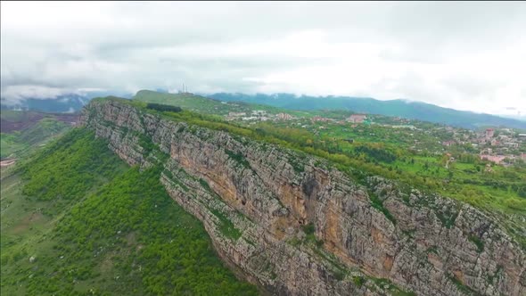 Areal view by drone footage from Tarter river canyon to Susha city beautiful landscape alt
