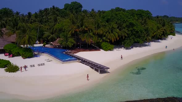 Drone view seascape of resort beach trip by ocean and sand background alt