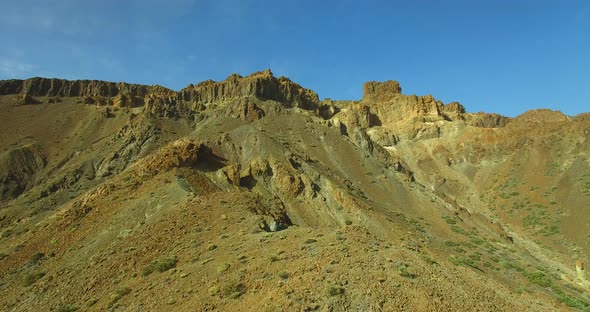 Aerial drone shot close to a mountaintop in the volcano 51 4K