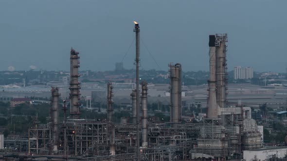 Footage B Roll of Timelapse oil refinery factory industrial. time lapse oil refinery