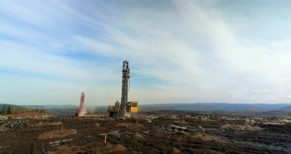 Timelapse Quarry Coal Mining Prepare for Explosions alt