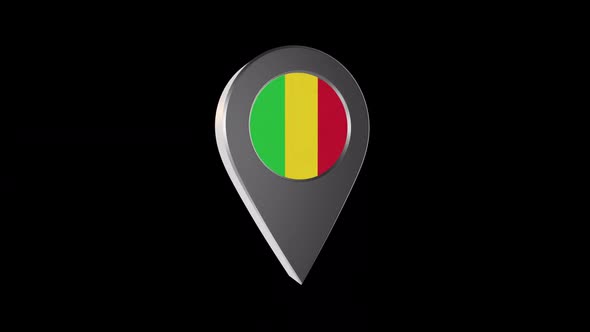3d Animation Map Navigation Pointer With Mali  Flag With Alpha Channel - 2K alt