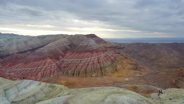 Aerial view of Aktau Mountains, Altyn Emel, Kazakhstan alt