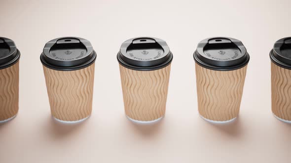 Seamless looping animation of assorted paper cups. Disposable cups for ...