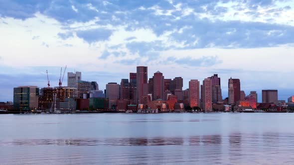 Timelapse of Boston Skyline in Massachusetts