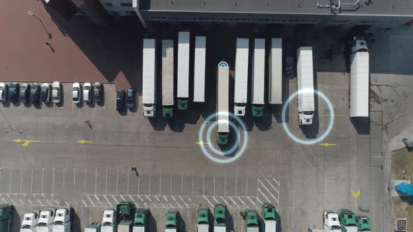 Buildings of Logistics Center Near the Highway the Truck Leaves Parking Artificial Intelligence alt