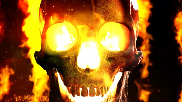 Burning skull horror halloween