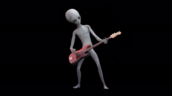 Alien Playing Bass Guitar 