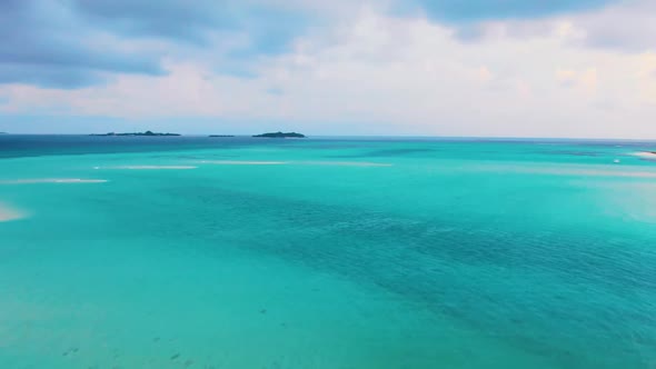 Drone Flyuing Along Maldive Paradise Tropical Island