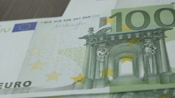 Counting banknotes of EU on table close-up 4K 2160p 30fps UltraHD footage - Hundreds and thousands o alt