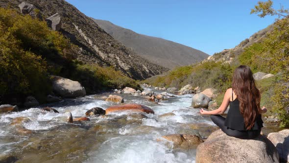 Back View Of Woman Practicing Meditation Doing Yoga By Rapid Rivers Yoga, Zen Buddhism Healthy alt