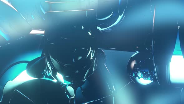 background of glass geometric shape line blocks loop  3d render