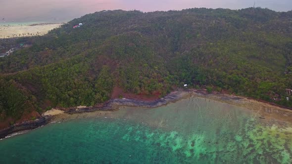 Aerial view of Phi Phi, Maya beach at sunset with Andaman sea in Phuket. Thailand alt