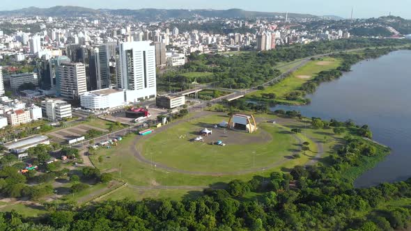 Guaiba River (Porto Alegre, Rio Grande do Sul, Brazil) aerial view