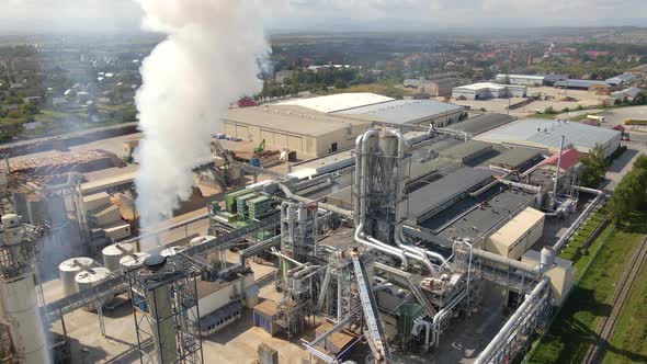 Aerial View of Oil and Gas Refining Petrochemical Factory with High Refinery Plant Manufacture alt