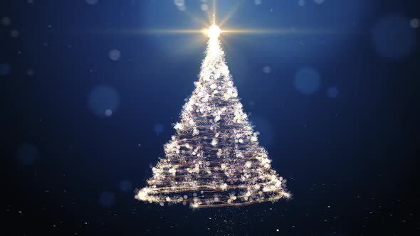 Christmas Tree Animation on Blue