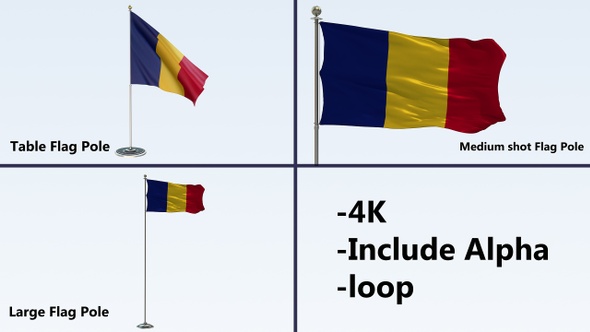 Romania Flag Pole Pack 4k-Loop alt