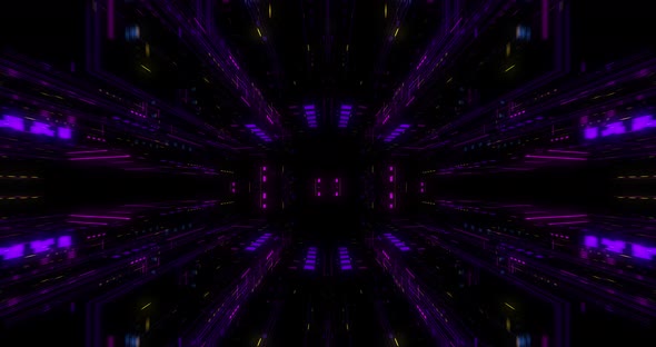 Flying over abstract motion background, a futuristic circuit board loop alt