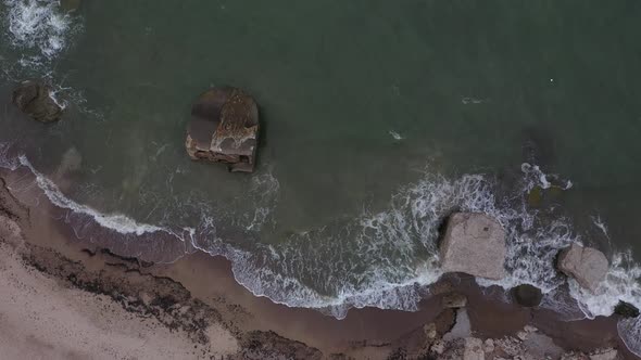 Aerial above view of old fort ruins in Liepaja, Latvia