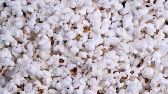 Spinning Background of Popcorn Top View Closeup