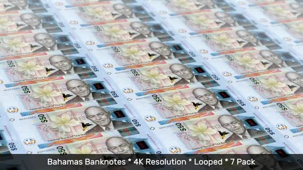 Bahamas Banknotes / Bahamian Money / Dollar B$ / BSD / 7 Pack - 4K alt