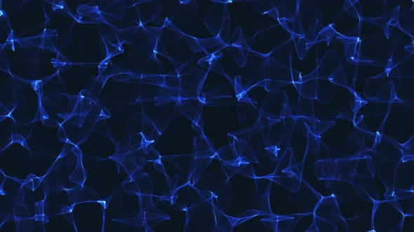Animation of fractal blue lines on a black background. Concept of futuristic animation.