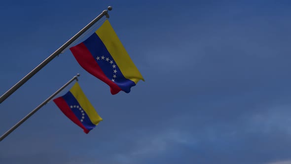 Venezuela Flags In The Blue Sky - 2K
