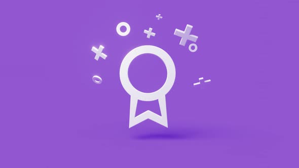 Award 3d icon on a simple purple background 4k seamless animation loop alt