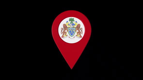 3D Rotating Pin Icon Animation With Gambia Coat Of Arms  Alpha Channel 2K alt