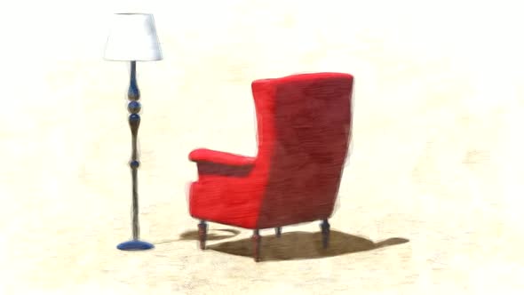 Red Antique Sofa and Floor Lamp Stop Motion