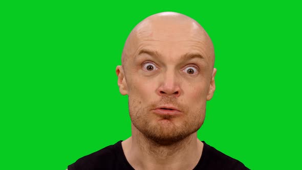 Furious Mad Bald Man In Rage Shouting And Gesturing alt