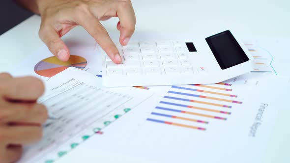 Businessman working on Desk office business financial accounting calculate
