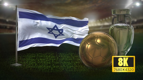 8K Israel Flag with Football And Cup Background Loop alt