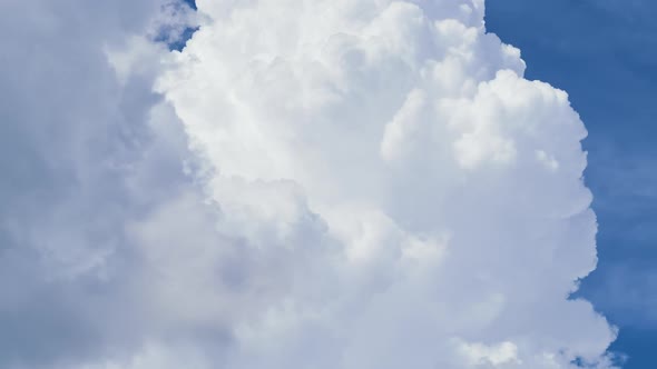Timelapse of White Puffy Cumulus Clouds Forming on Summer Blue Sky alt