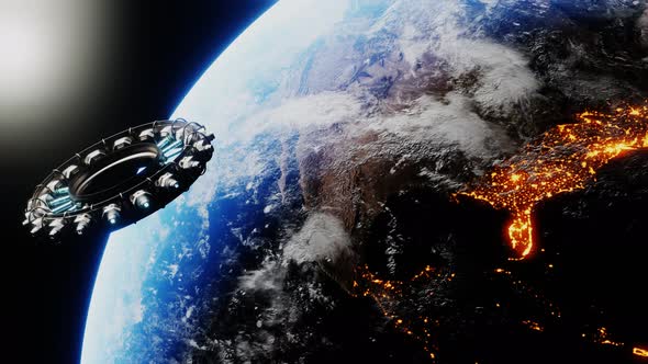 View of the Earth and a Spaceship alt