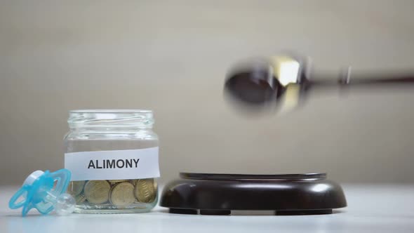 Gavel Striking Sound Block, Alimony Glass Jar and Pacifier Table, Child Support alt