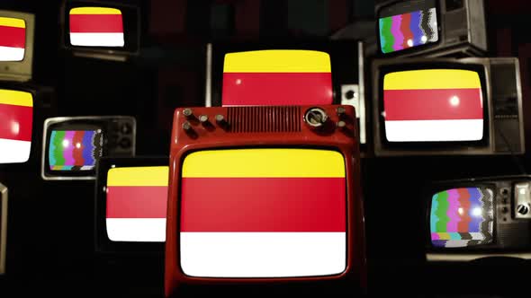 Flag of Münster, Germany, on Retro TVs.