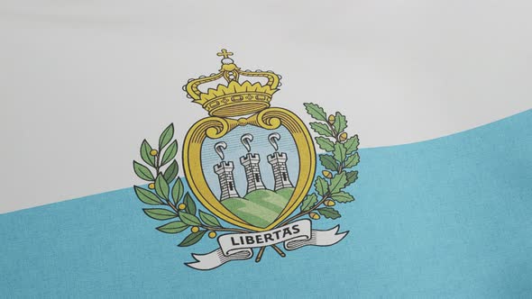 National Flag of San Marino Waving Original Colors 3D Render Republic of San Marino Flag Textile or alt