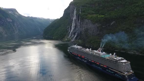 Geiranger Fjord And Cruiseship 1