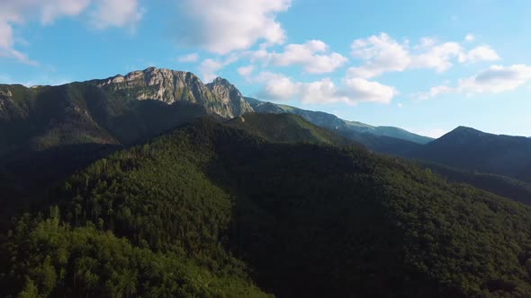 Beautiful Summer Landscape of Green Hills and Tatra Mountains Aerial Shot Poland Zakopane alt